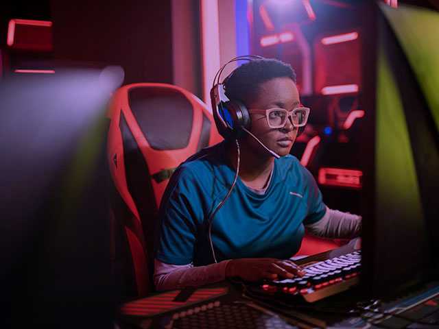 Boy playing video games